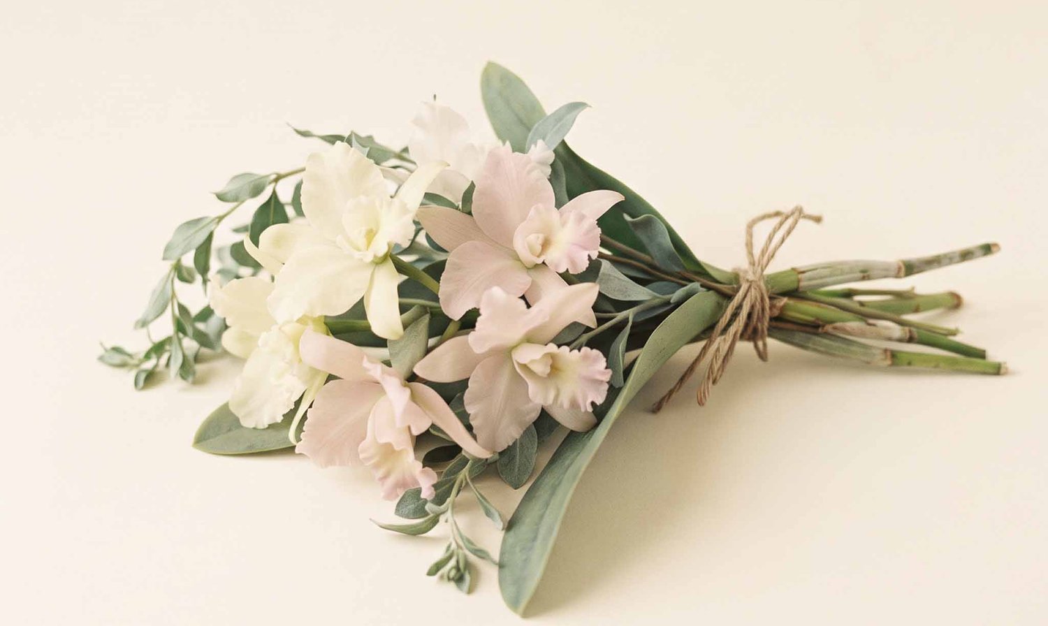 A tied bouquet of orchids