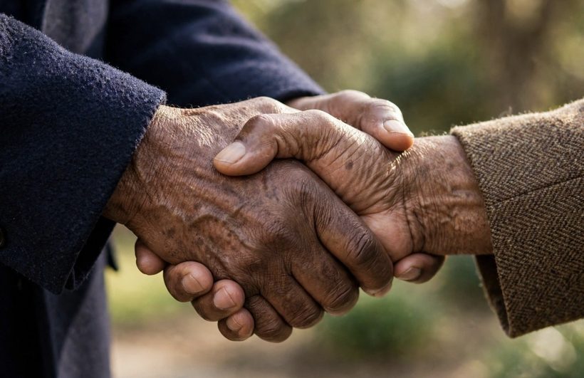 Two hands making an agreement, a symbol of trust and referral